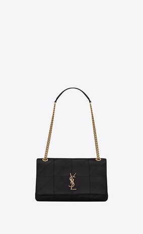 SAINT LAURENT Jamie Woman Medium JAMIE bag in black patchwork leather a_V4